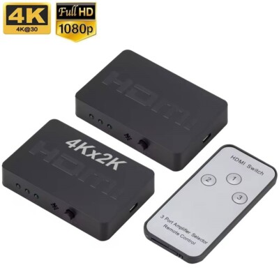 3 in 1 out HDMI Switch Umschalter Fernbedienung Ultra HD 4K oder Full HD 1080p