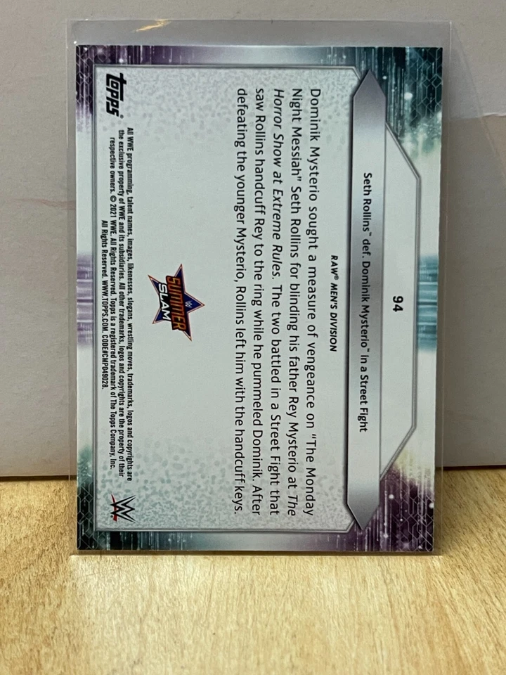 #94 Seth Rollins def. Dominik Mysterio in a Street Fight - 2021 Topps WWE Wrestl - Image 2 of 2