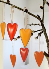 6er SET Herz Herzen Anhänger Deko Hochzeit Fenster Hängedeko Frühling Ostern ROT