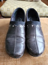 Klogs Black Leather Floral Clogs Women's Size US 7