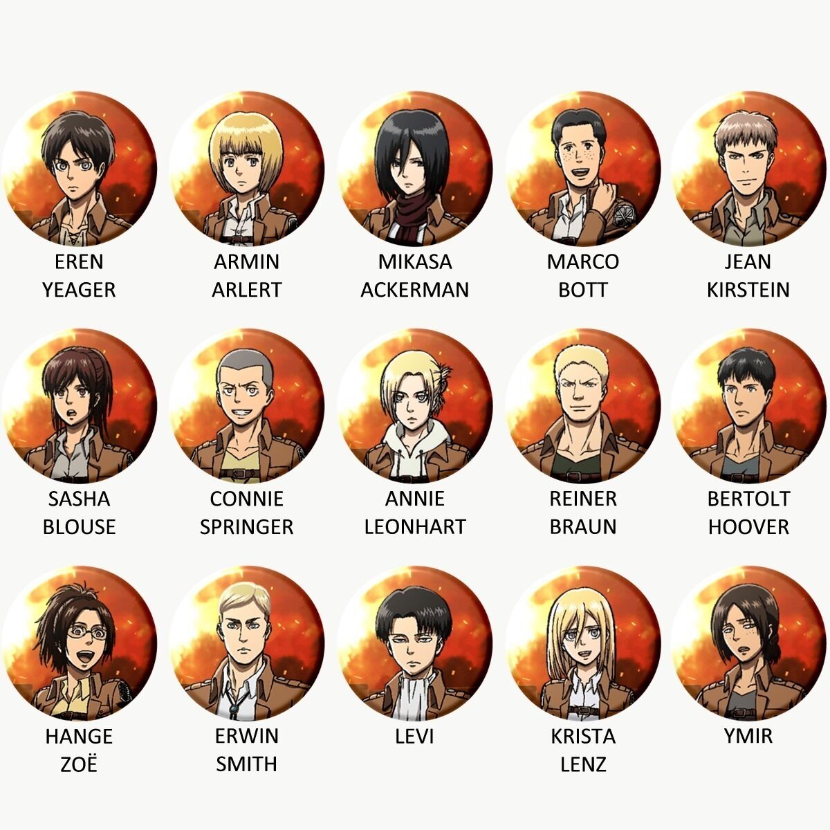 ATTACK ON TITAN Button (Select Choice) Shingeki No Kyojin Anime