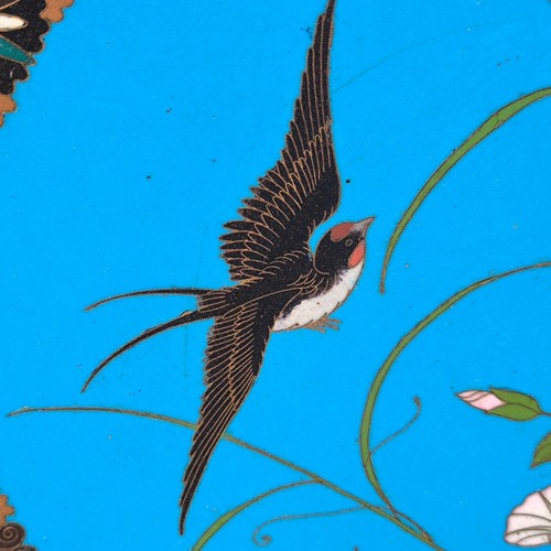 Japanese CLOISONNE CHARGER PLATE Enamel Bird & Flower * 12" Meiji Period VGC - 第 10/18 張圖片