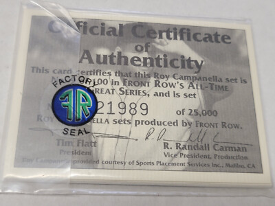 1991 Front Row ROY CAMPANELLA (5) Card PROMO Set (SEALED) w/ #'d