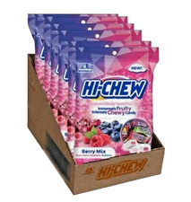6 Packs Hi-Chew Berry Mix-Black Cherry,Raspberry Blueberry Flavors.,3.17oz Bag