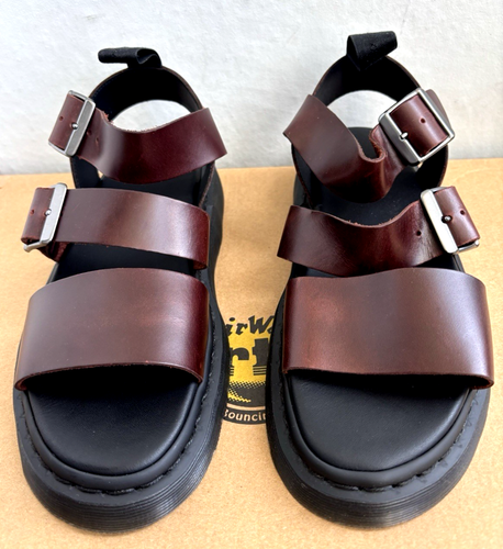 DR. MARTENS CHARRO BROWN GRYPHON BRANDO LEATHER STRAP SANDALS SIZE UK 8 EU 42 - Picture 2 of 5