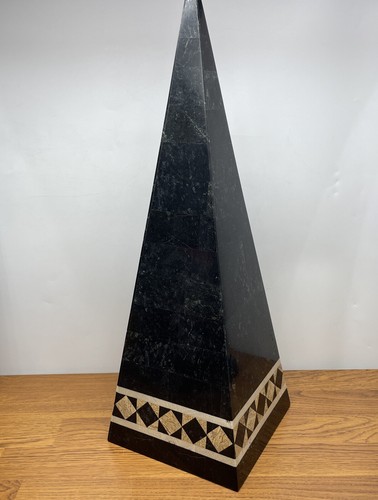 Vintage Faux Marble 24" Obelisk Pyramid Statue Sculpture Decor - Picture 4 of 7