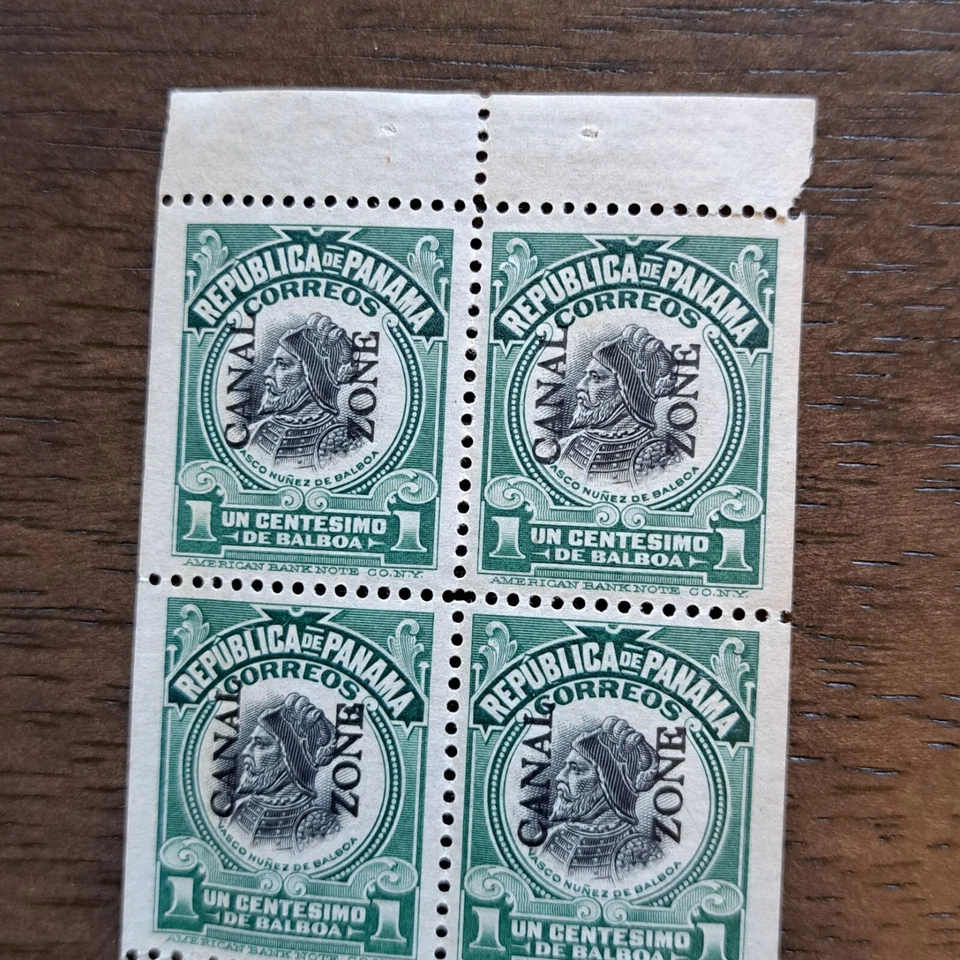 Vintage Canal Zone Stamps Scott #38b Booklet Pane of 6 Green In Sleeve - Image 3 of 4