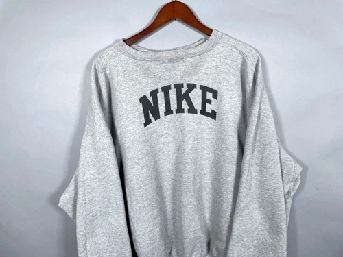 VTG Y2K Nike Spell Out Sweatshirt Adult 3XL Gray Crewneck Heavyweight Distressed