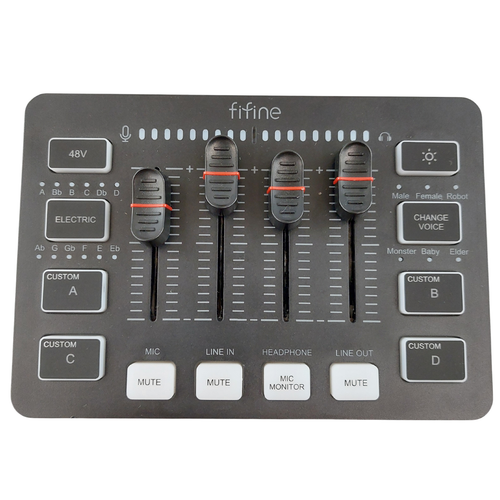 FIFINE SC3 Gaming Audio Mixer RGB USB Streaming Sound Mixer for PC & Podcasts