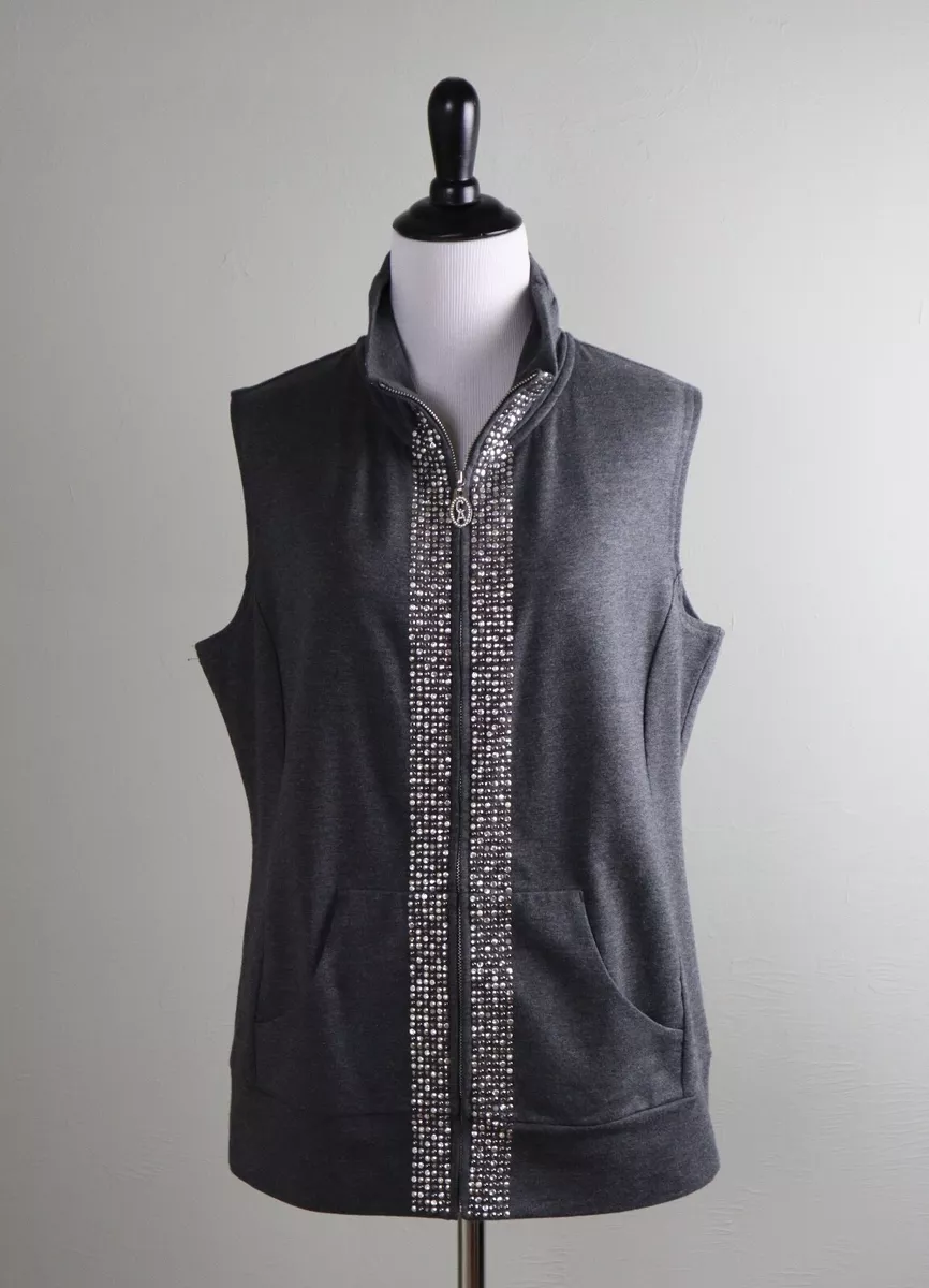 CHRISTINE ALEXANDER Stretch Swarovski Crystal Vest Jacket Top Size Medium