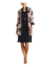 R&M RICHARDS Womens Navy w/neckSleeveless Shift Dress Petites 6P