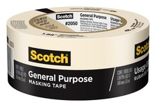 Scotch General Purpose Masking Tape, 1.88 in x 60.1 yd, 1.88" Width, Tan