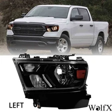 Black Left Headlights For 2019-2024 Dodge Ram 1500 Halogen Head Lamps US