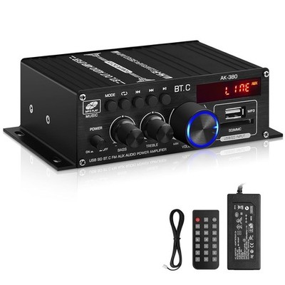 AK-380 USB SD BT.C FM AUX Audio Power Amplifier 400W+400W 2.0 CH Hifi Stereo AMP