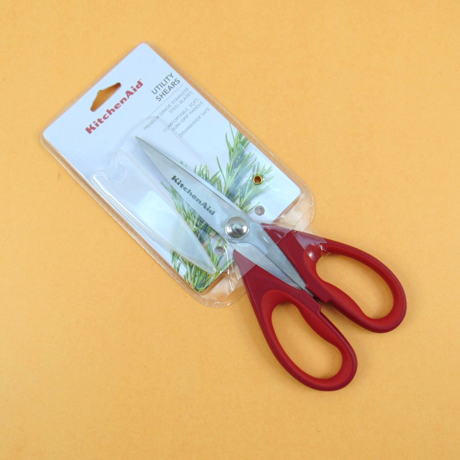 KitchenAid Kitchen Scissors Red Utility Shears Stainless Steel Blades KE351OHERA