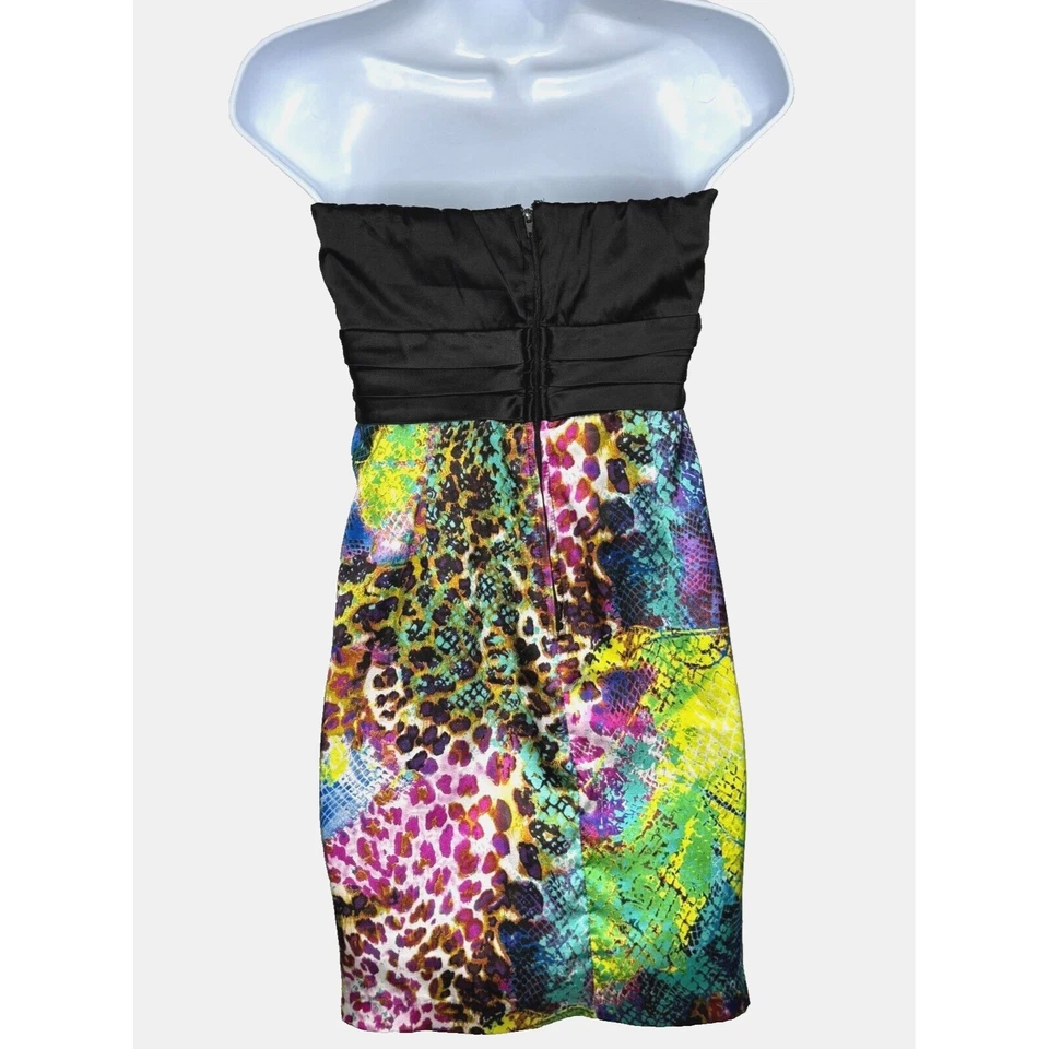 复古 Y2K Charlotte Russe 露肩连衣裙动物印花迷你尺寸 6 童话垃圾 — 第 2/4 张图片