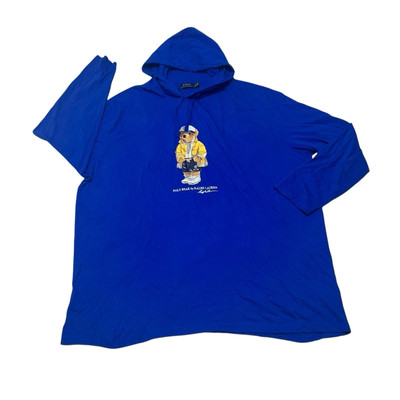Polo Ralph Lauren Mens Blue Captain Yacht Bear Hoodie Pullover Size 3XB