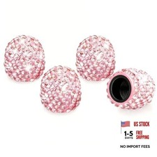 Tire Valve Stem Caps Pack Crystal Rhinestone Wheel Valve Caps, Dustproof 4 Pink