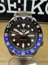 Seiko 5 Sports SRPD55 Automatic Namoki Ceramic GMT Style Bezel Black Blue