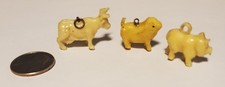 1940s Lot of 3 FARM ANIMALS Celluloid Cracker Jack Toy Charm Prize Premium
