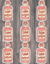 Love Potion Die Cut Vinyl Stickers Set Scrapbooking Laptop Waterbottle
