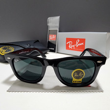 Ray-Ban RB2140 Wayfarer Sunglasses Glossy Black Frame Glass Gray Lens 50 mm New