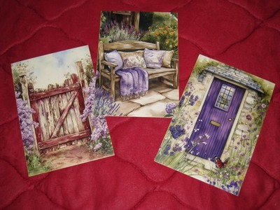 Blanc-Karten 3er Set * Landhaustüren, Fenster, Bänke * Scrapbooking- oder Junk-J