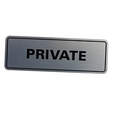 Standard Private Door/Wall Sign - Silver 3 x 9" - Large 1 Pack Brushed Silver