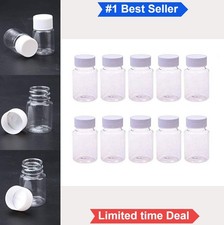 10 Empty Plastic Pill Bottles 20ml White Screw On Lids Solid Powder Medicine