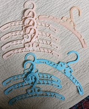 Lot of 9 Plastic Vintage Baby Clothes Hangers 7 Chickens 1 Bunny 1 Babies