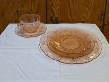 Vintage Jeannette Pink Cherry Blossom Depression Glass 5 Pc. Place Setting