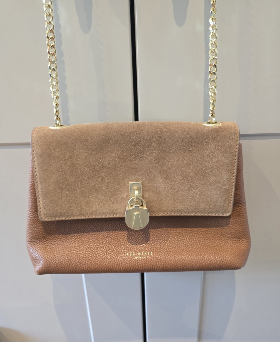 Ted Baker Helena Leather And Suede Foldover Padlock Bag