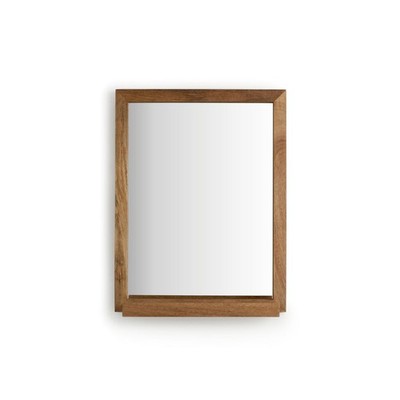 Badspiegel mit Ablage Mangoholz Wandmontage 52x40cm Stauraum Lebensraum