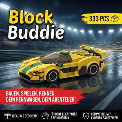 BlockBuddie  McLaren P1 GTR Gelb Grün Sport MOC Auto Rennwagen Klemmbausteine