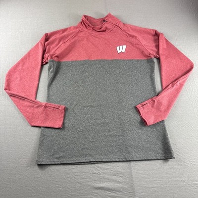 Wisconsin Badgers Sweatshirt Mens L Rivalry Threads Thumb Loop Sweater Red Gray