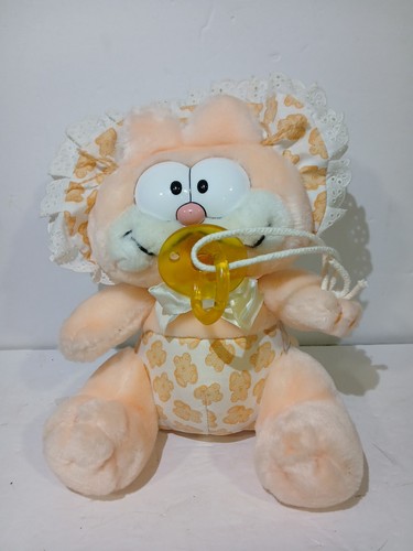Rare 1978 Vintage Garfield Babykins Stuffed Plush With Pacifier - Peach Color - Picture 2 of 10