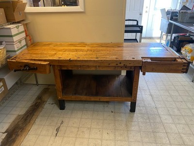 Huge 1700s American Antique Maple Farmhouse Kitchen Workbench Table.  HEAVY !!