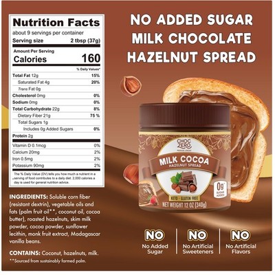 Milk Chocolate Hazelnut Spread - Keto-Friendly Delight