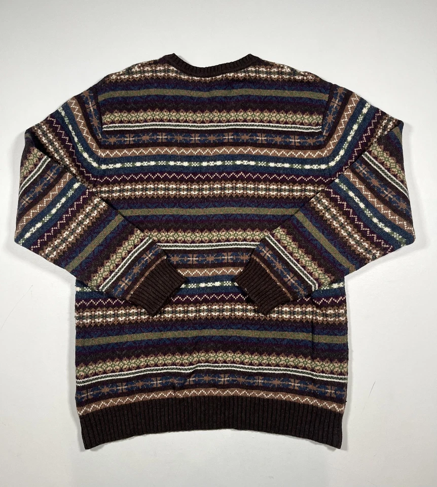 St Johns Bay Sweater Mens Large Tall Brown Multicolor Knit Pullover - Image 2 of 4