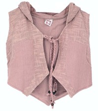 Goa Psytrance Weste, Pixi Weste, Boho Weste, kurze Weste, Damen Weste - taupe