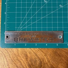 Coachwork By Brewster Emblem Plaque Plate Metal Sign Rolls-royce Vintage