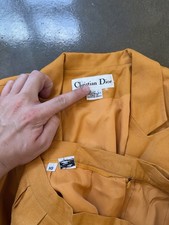 Vintage Christian Dior Summer Orange Skirt Suit Made in USA Size 10 One Button
