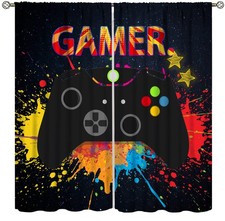 Gamer Curtains, Game Room Curtains for Kids, Window Treatment Set Boys Bedroo...