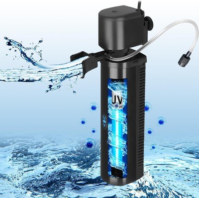 Aquarium Filter 1500L h U-V Klärer Innenfilter Algenvernichter