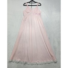 Vintage ShadowLine Gown Womens L Pink Nylon Lace Trim Nightgown Chemise Lingerie