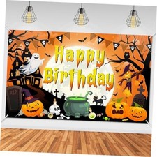 Moon Night Halloween Birthday Backdrop Banner 6x3.6ft Orange