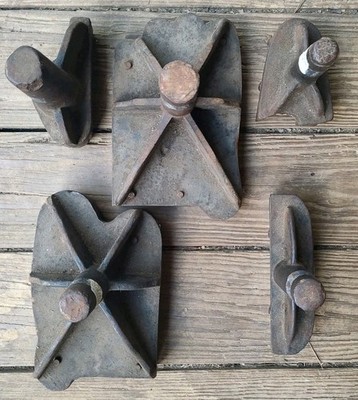Vintage Antique Cast Iron Haag? Leather Baseball Glove Maker Punch Tool Set Rare