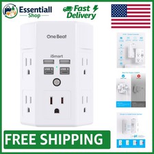 Wall-Mountable Surge Protector with 5 Outlets, 4 USB Ports - Safe  Stylish