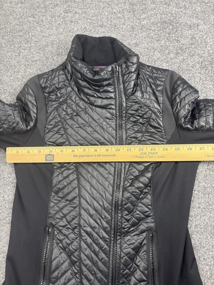 Zella Jacket Womens Small Black Quilted Mixed Media Softshell Full Zip Moto - Image 4 of 4