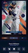 DIGITAL TOPPS BUNT Devin Williams FINEST 25 ICONIC CHECKERBOARD EXCLUSIVE Read